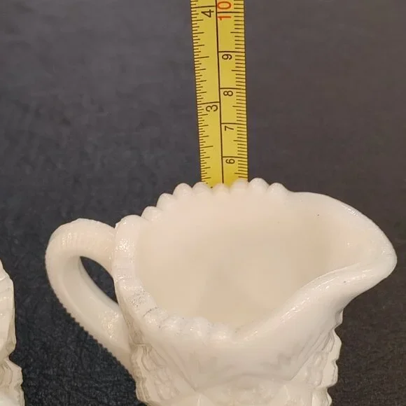 Vintage Milk Glass Cream and Sugar Set Ornate - Picture 5 of 8